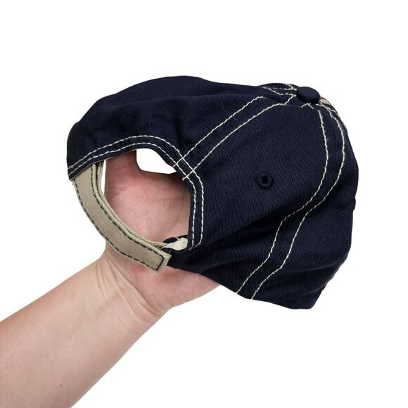 Busch Light Trucker Hat Adjustable Fit Tan & Navy 713‎ Headwear Hook Loop strap - Picture 3 of 8